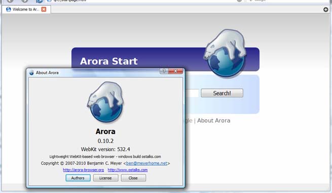 arora-0.10.2-windows-build
