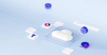 Icono de nube y almacenamiento de datos en un render 3D abstracto, sin marcas