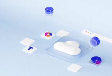 Icono de nube y almacenamiento de datos en un render 3D abstracto, sin marcas